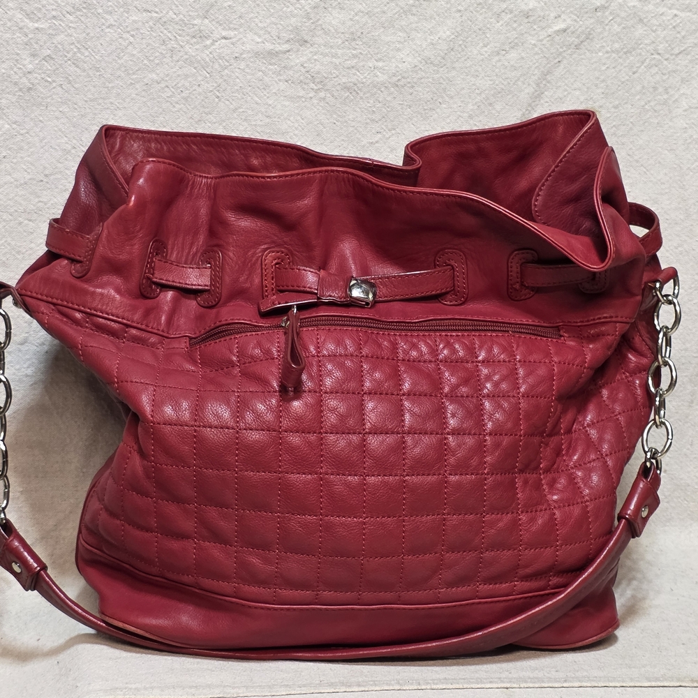 BCBGMaxAzria Quilted Red Leather Shoulder Bag